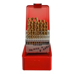 Набор сверл по металлу 1-13мм 25шт DIN338 HSSE-Co5 TiN 130° (мет. кейс) H-Tools Pro 215215TPRO