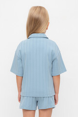 рубашка  для девочки  КР 302718/пыльно-синий к557