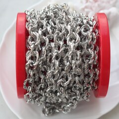 Цепочка с витым плетением 17*13 мм, родий, 50 см, А010