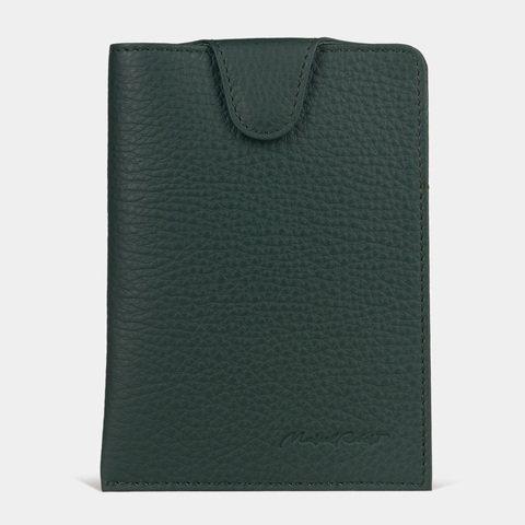 Обложка-кармашек для паспорта London из кожи теленка, темно-зеленого цвета