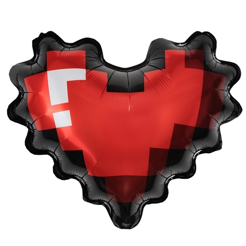 Сердце из пикселей, чёрный и красный, 51 см