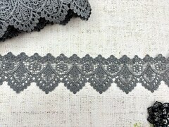 Кружево плетеное, ш. 10 см, тёмно-серый