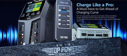 Хаб для зарядных устройств SkyRC PCH-150 PD HUB USB-C x3 (20W, 20W, 100W), USB-A x1 (18W)