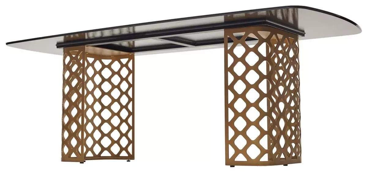 Стол CHIAVARI 220 KL-188 Контрастный мрамор матовый, итальянская керамика / Шампань, DISAUR