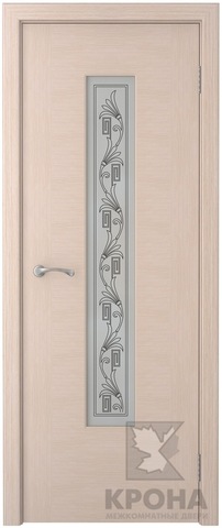 Дверь Крона Карат, стекло матовое с шелкографией, цвет беленый дуб, остекленная