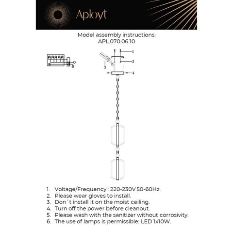 Подвесной светодиодный светильник Aployt Lakres APL.070.06.10