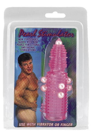 Розовая эластичная насадка на пенис с жемчужинами, точками и шипами Pearl Stimulator - 11,5 см. - Tonga 170035