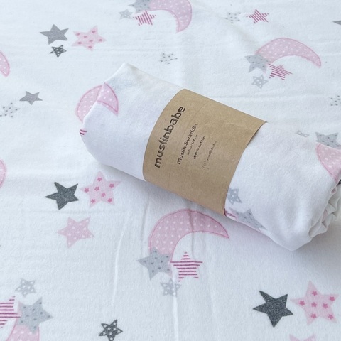 Пеленка фланель "Луна розовый"