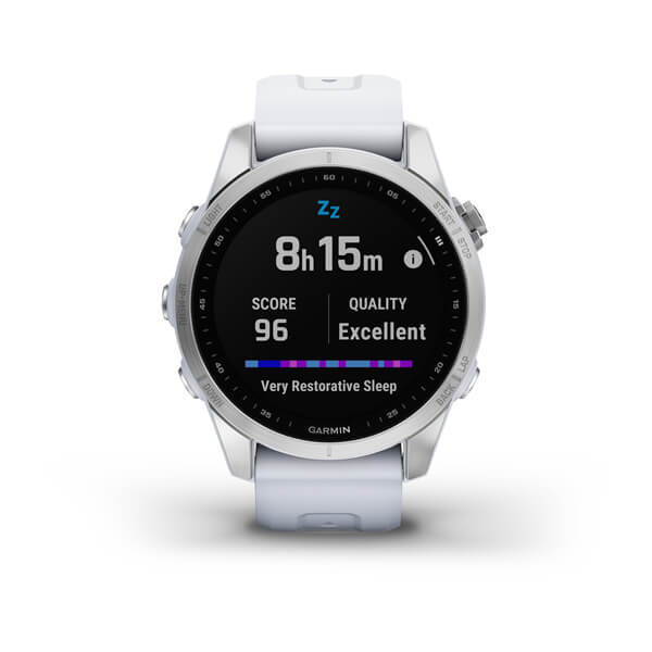 Garmin Fenix 7S серебристый с белым ремешком