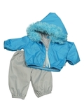Костюм с курткой c мехом - Голубой. Одежда для кукол, пупсов и мягких игрушек.