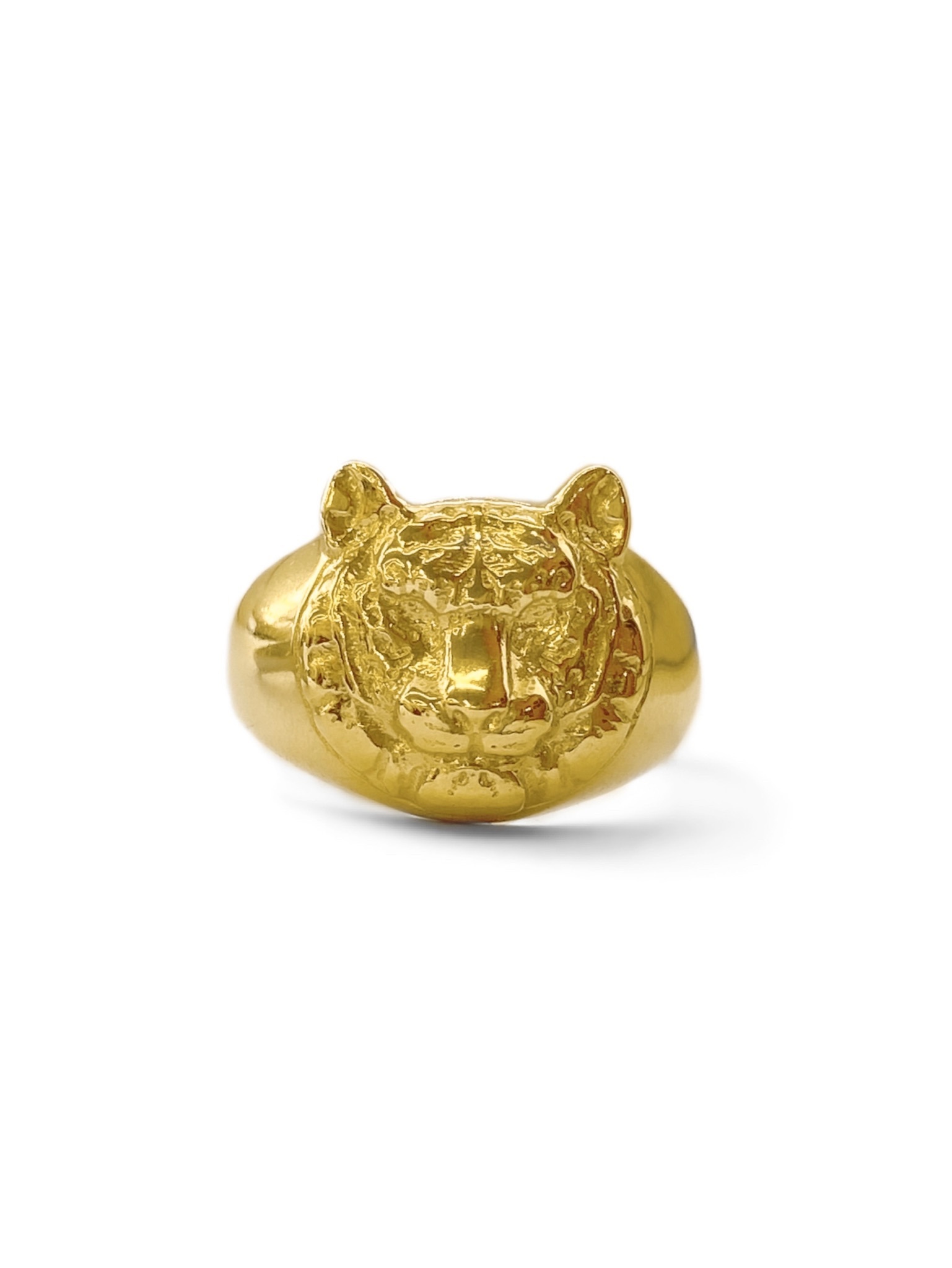 Серебряное кольцо-печатка «Крутой тигр»  gold