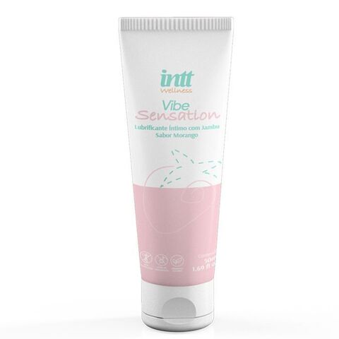 Лубрикант на водной основе Vibe Sensation с клубничным вкусом и легким вибрирующим эффектом - 50 гр. - INTT IN0508