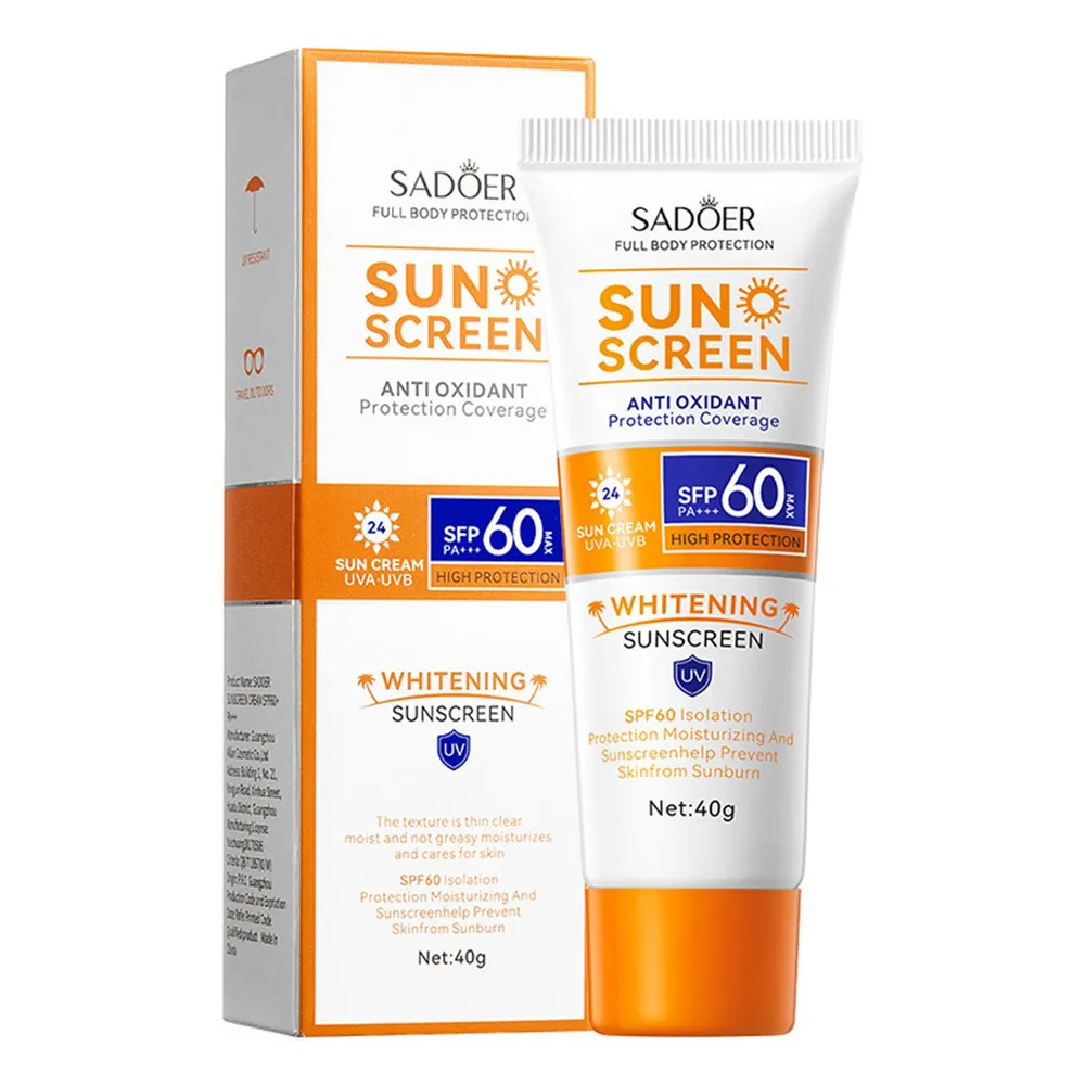 Солнцезащитный крем для лица и тела SPF60+ PA+++ с отбеливающим эффектом  Sadoer,40 гр - купить по выгодной цене | Beauty Patches - патчи, маски,  сыворотки