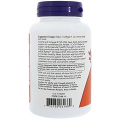 Now Foods, CoQ10 с рыбьим жиром с омега-3, 60 мг, 120 мягких желатиновых капсул
