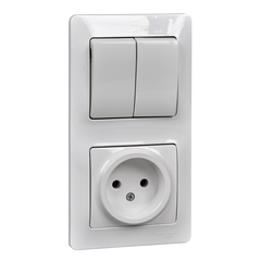 Schneider Electric Glossa Белый Блок: розетка и 2-клавишный выключатель IP20 скрытая установка GSL000172