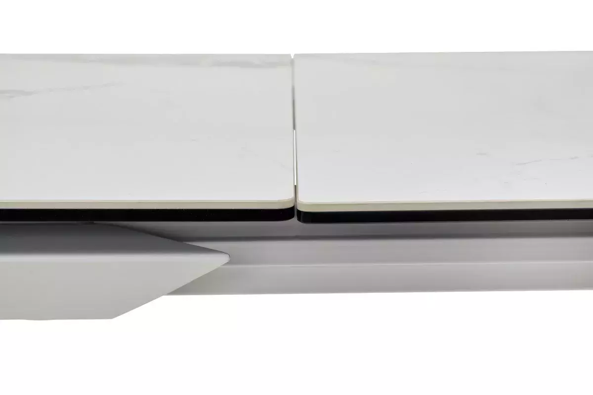Стол CREMONA 140 HIGH GLOSS STATUARIO Белый мрамор глянцевый, керамика/ белый каркас, DISAUR