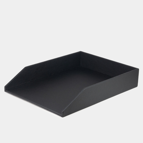 Лоток для бумаг А4 из кожи теленка, черного цвета