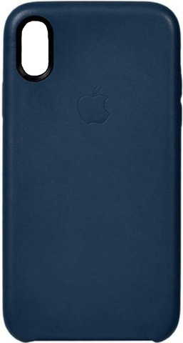 Кожаный чехол WS Leather Case iPhone Xs Max (Темно-синий)