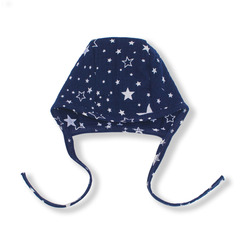 Чепчик из муслина (звездочки на синем)