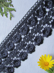 Кружево плетеное, ш.7,8 см, т. синий