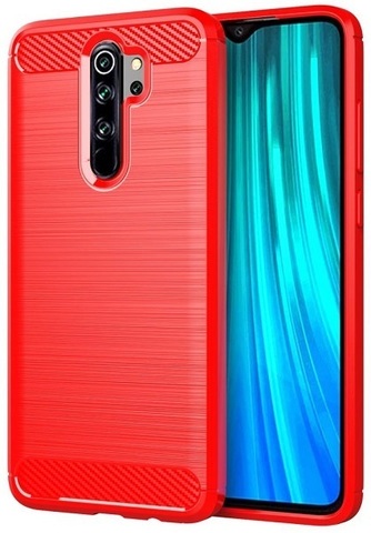 Чехол Carbon для Xiaomi Redmi Note 8 Pro серия Карбон / красный