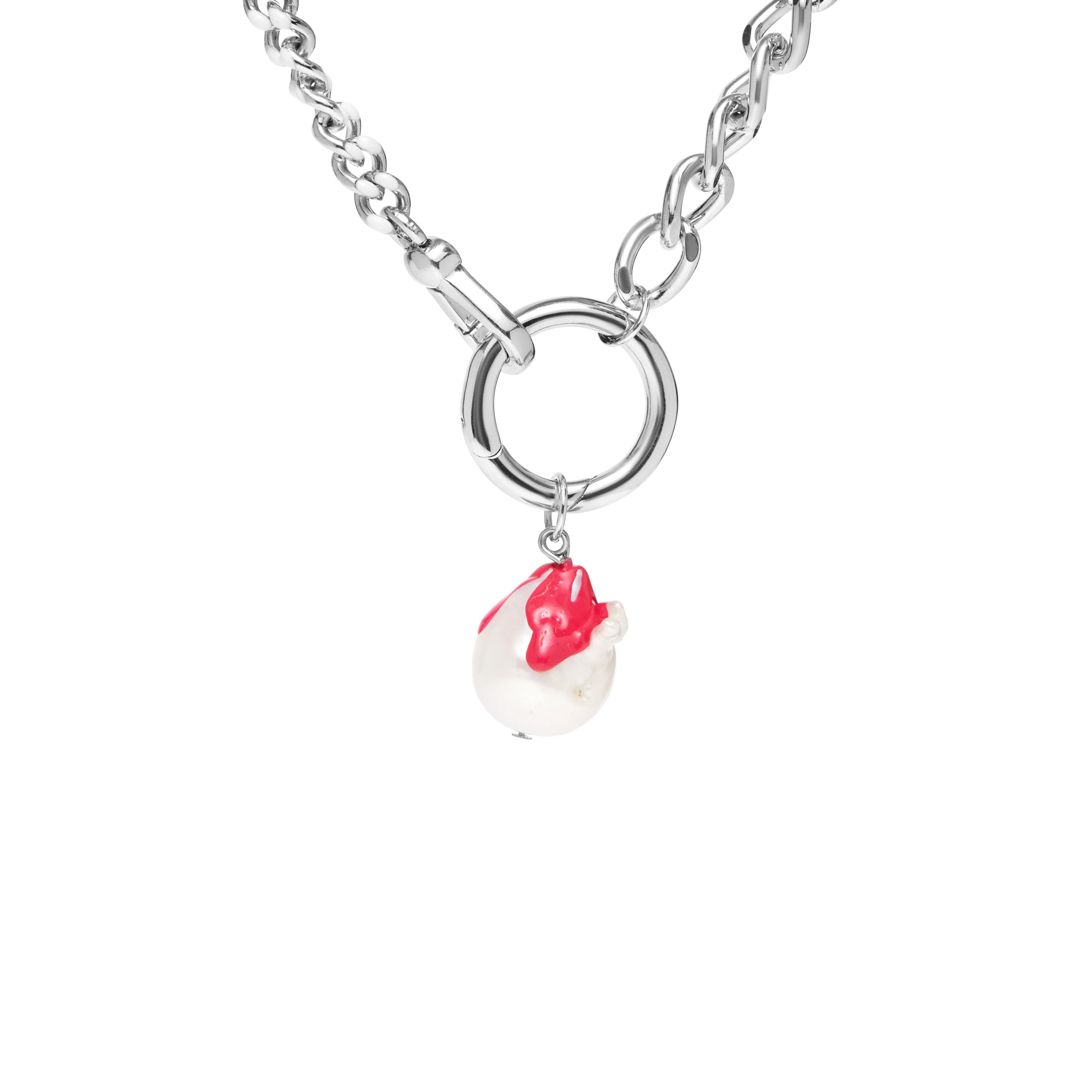 HOLLY JUNE Колье Pink Pearl Drop Necklace – Silver