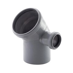 Отвод ПП (полипропилен) для канализации 45гр. Дн 110 с патрубком 50 правым с уплотнительным кольцом, Ростурпласт