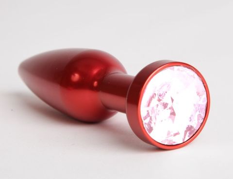 Большая красная анальная пробка с розовым стразом - 11,2 см. - 4sexdreaM 47199