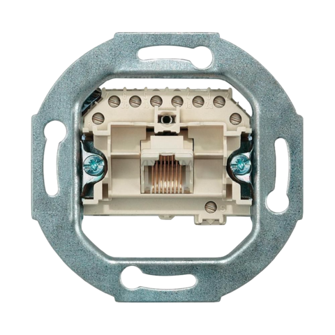 Механизм телефонной одинарной UAE розетки, 8-ми полюсная. Цвет алюминий. JUNG. EPUAE8UPO