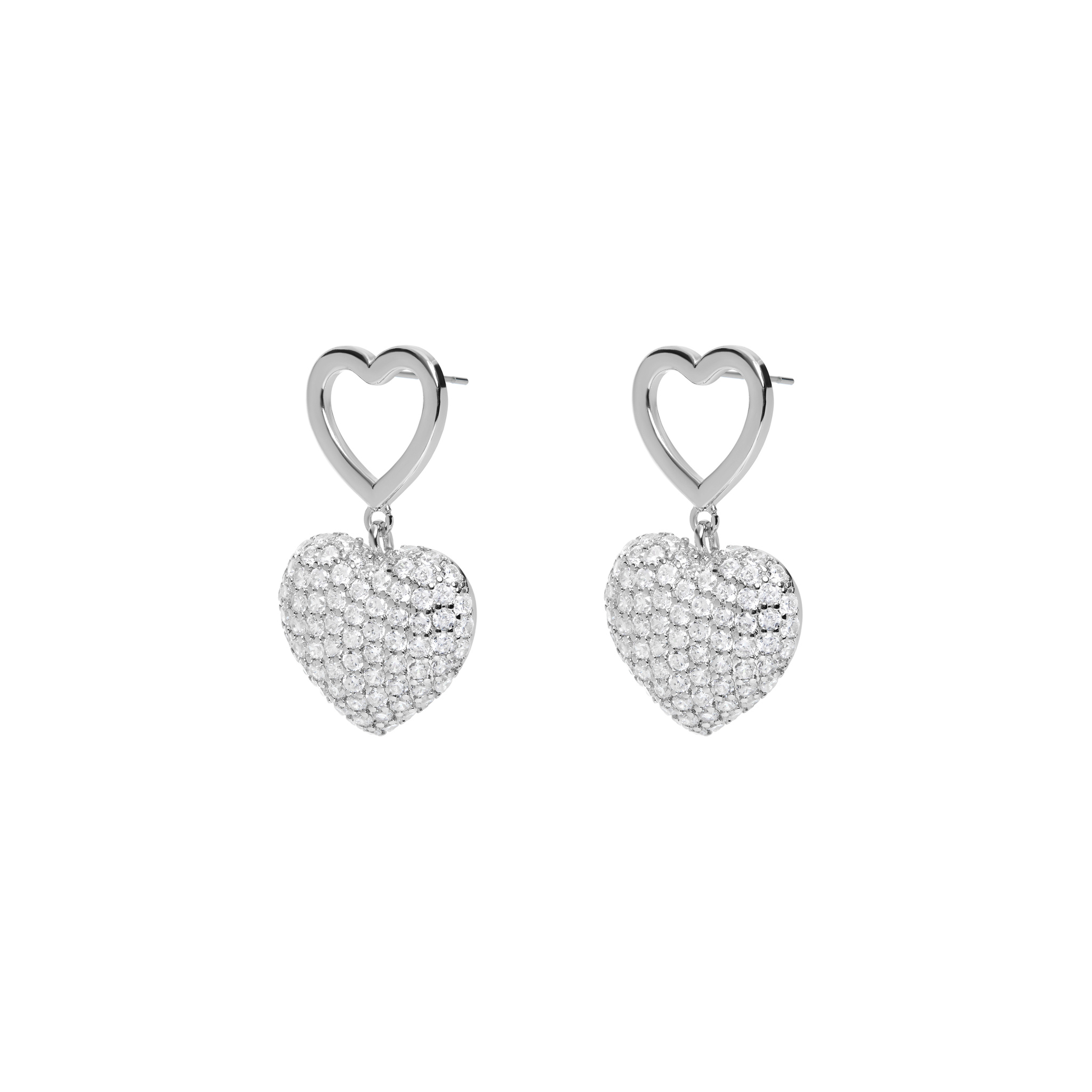 Серьги Pave Puffy Heart Earrings – Silver