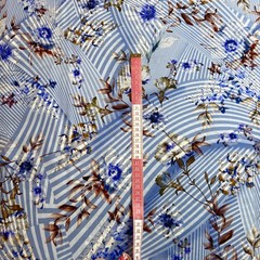 Ткань шелк матовый с эластаном полоска и цветы  1101