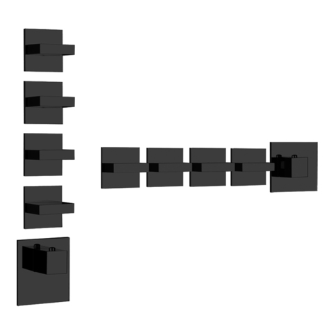 Gessi Rettangolo Встраиваемый термостат, подключение на 3/4”, с 4мя независимыми выходами(внешние части), цвет: черный 43218#299