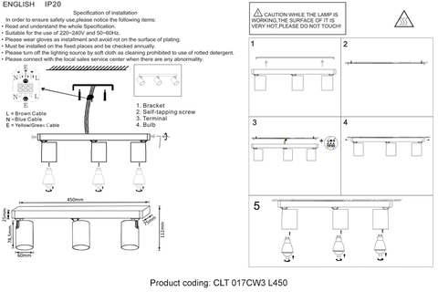 Потолочный светильник Crystal Lux CLT 017CW3 L450 BL