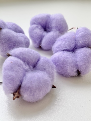 Хлопок Сиреневый с натуральными волокнами на проволке (цена за 1 шт)