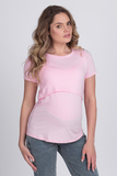 Футболка для беременных и кормящих 10590 розовый без принта