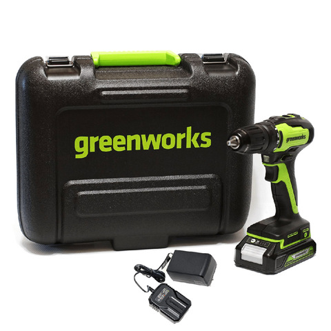 Дрель-шуруповерт Greenworks GD24DD35K2 24V (35Нм) аккумуляторная, с АКБ 2 А/ч и ЗУ (в кейсе)