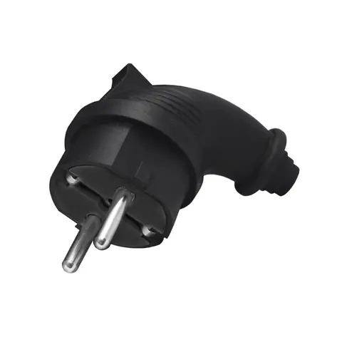 89-7-083 Вилка угловая  каучук, однофазная 16А, с/з, черная, 1241(G-1241) Universal