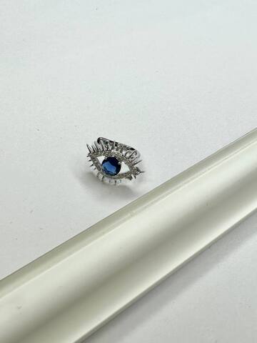 Кафф Взгляд синий, серебряный цвет