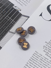 Пуговицы текстильные серые с золотом