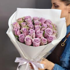 Букет из 25 сиреневых роз (Кения 40 см)