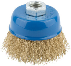 38941М Корщетка "тип чашка" стальная латунированная волнистая проволока, гайка М14 // 65 мм // MOS