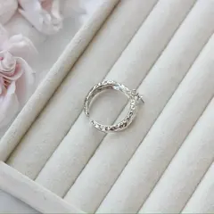 Кольцо с петелькой и штырьком для вклейки, регулируемое, родий, Д071