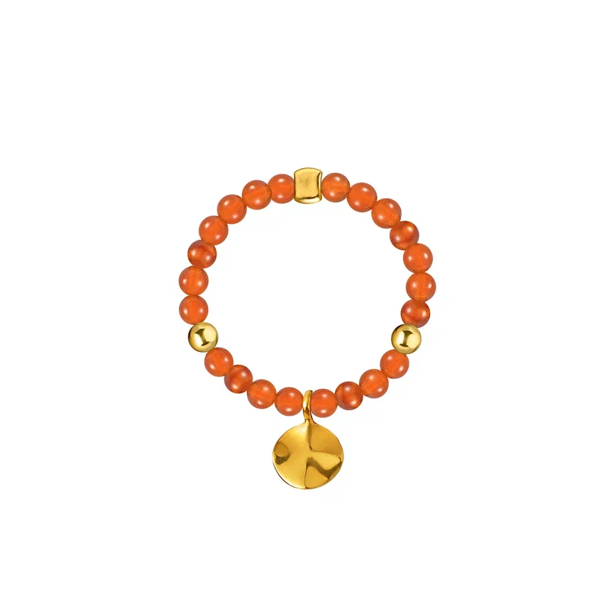 кольцо из сердолика с мятым листом