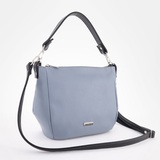 Сумка Саломея 1038 гладкий серо-голубой + черный