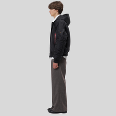 Бомбер Alpha Industries Logo L-2B Hooded Hunter Black (Черный)