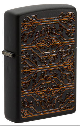 Зажигалка Zippo Circuit Pattern с покрытием Black Matte, латунь/сталь, чёрная, матовая, 38х13х57 мм (49572) | Wenger-Victorinox.Ru