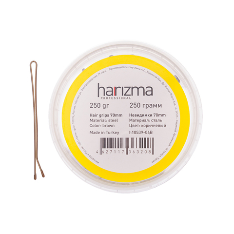 Невидимки для волос Harizma, 70 мм, прямые, коричневые (h10542-15B)