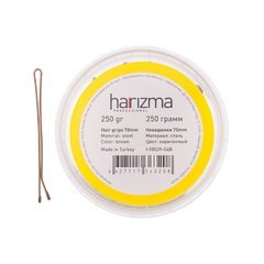 Невидимки для волос Harizma, 70 мм, прямые, коричневые (h10542-15B)