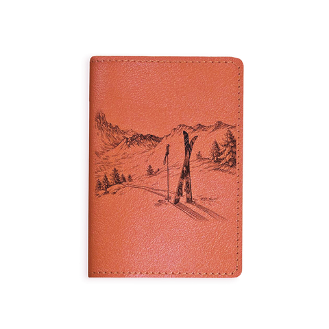Обложка на паспорт "Подарок лыжнику", рыжая