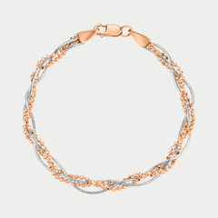 Браслет цепной из розового золота 585 пробы с плетением "Косичка" без вставок (арт. НБ 14-1771-3 1.50)